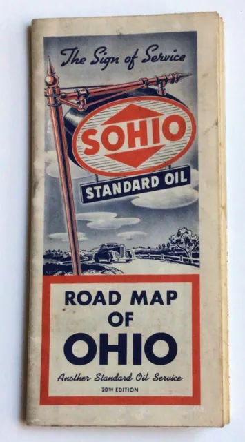 1941 Standard Oil Sohio Road Map Of Ohio #1