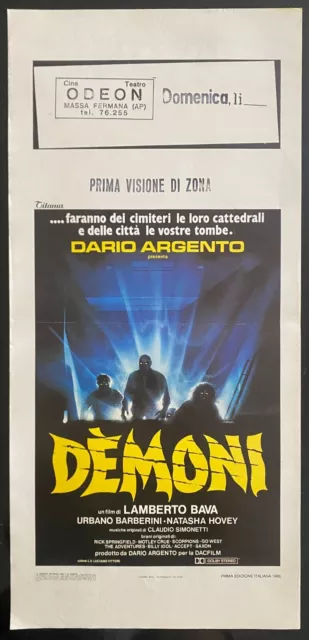 A Locandina Originale Demoni Bava Dario Argento Hovey Simonetti Horror  1985