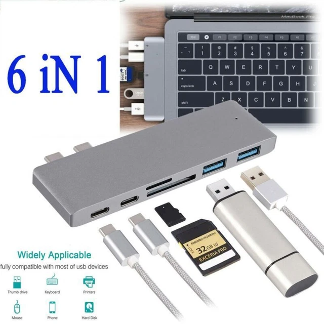 Adattatore USB C 6in1 hub 3.0 tipo C ricarica e lettore per laptop PC MacBook Pro