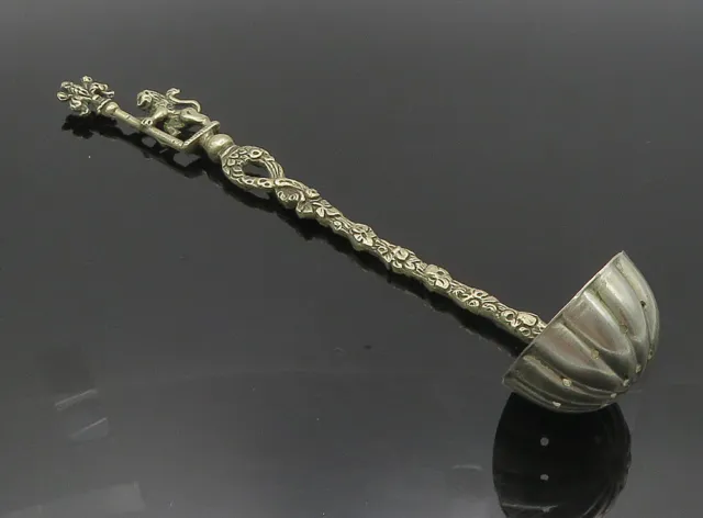 925 Sterling Silver - Vintage Dark Tone Lion Floral Decorative Spoon - TR1484