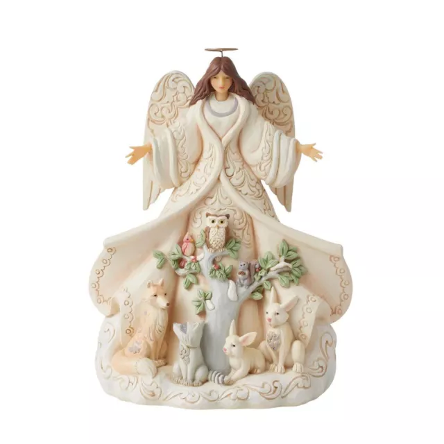 Jim Shore Heartwood Creek White Woodland Angel with Coat Figurine 6012678