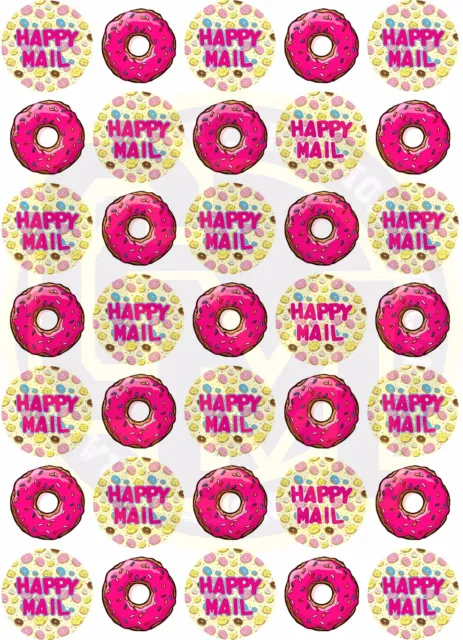 Doughnut Happy Mail Stickers 175 Paper Rounds 37mm 5 x A4 sheets