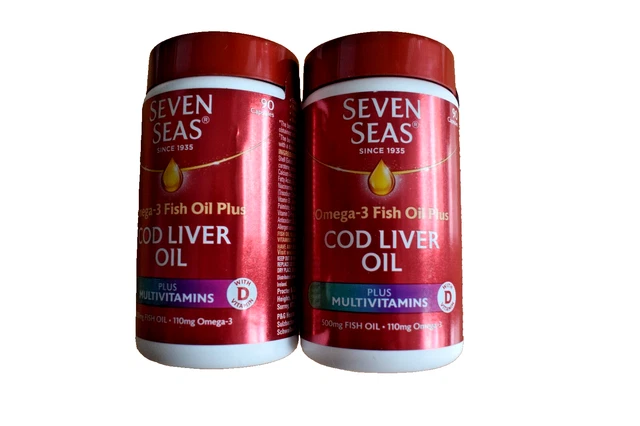 2X 90 SEVEN Seas Cod Liver Omega-3 Fish Oil Plus Multivitamins CAPSULES ...