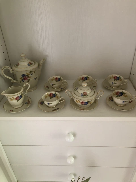 Ancien Service à Café ou Thé en Porcelaine Doré BAVARIA Waldershof Germany
