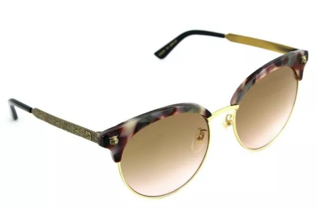 RARE NEW Genuine GUCCI Havana Gold Brown Womens Cat Eye Sunglasses GG 0222SK 004