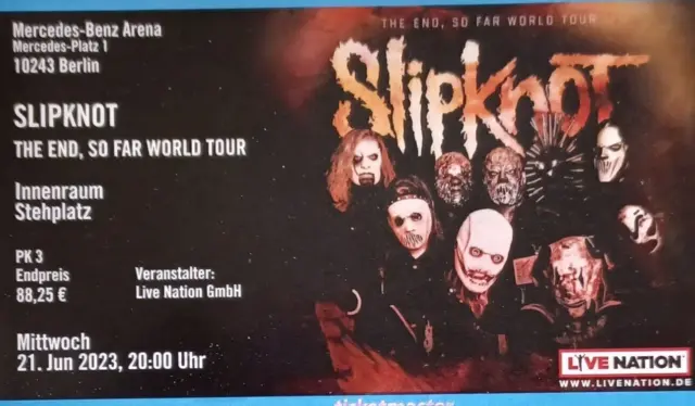 Slipknot Tickets Berlin 21.06. Stehplatz Karten Innenraum