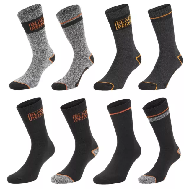 Black+Decker Herren Arbeitssocken Work Socken lang Schwarz Grau 10er Pack NEU