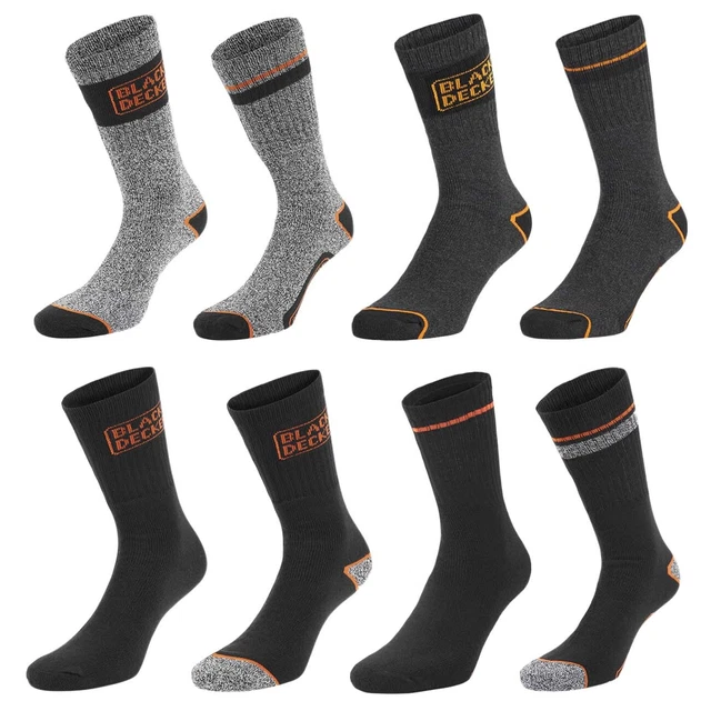 Black + Decker Homme Chaussettes de Travail Long Noir Gris 10er Paquet Neuf