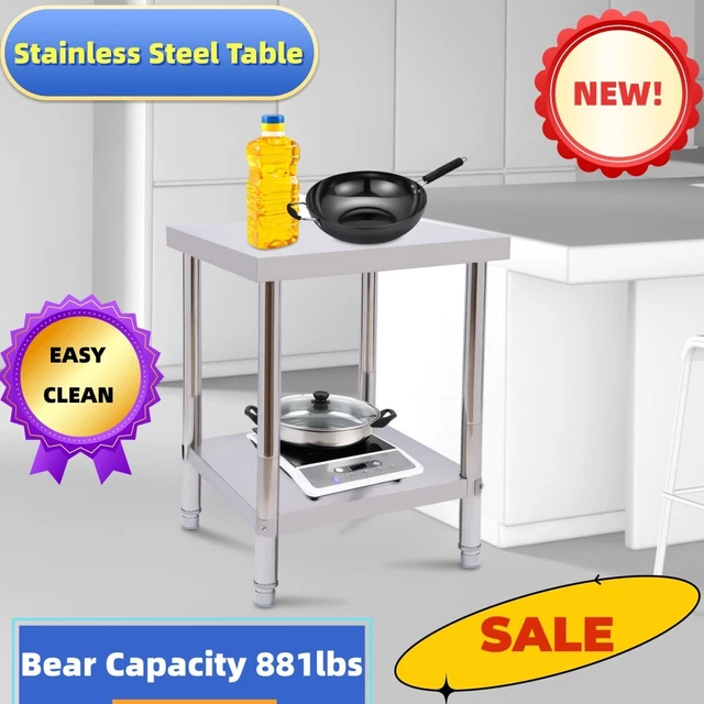 Stainless Steel Table 24"x 18" Commercial Kitchen Food Prep Table Waterproof