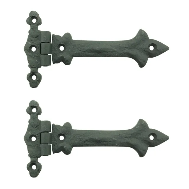 Black Wrought Iron Cabinet Hinge 5" Strap Southern Charm Barn Pack of 2