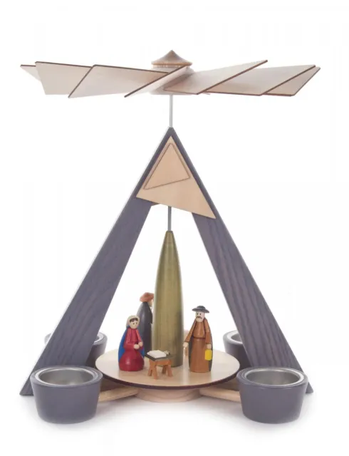 Modern Gray Nativity German Tea Light Pyramid