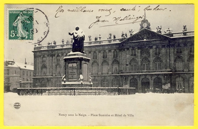 cpa NANCY under the SNOW (Meurthe and Moselle) Place STANISLAS and CITY HOTEL