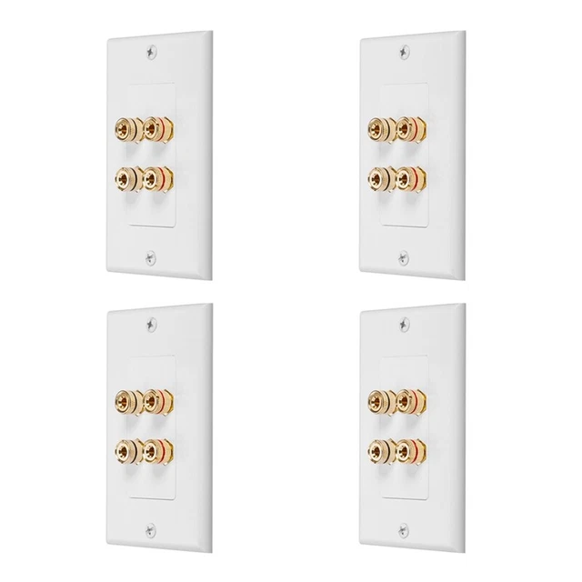 4X 4 Posts Speaker Wall Plate Home Theater Wall Plate Audio Panel for 2 SpeaC7J4
