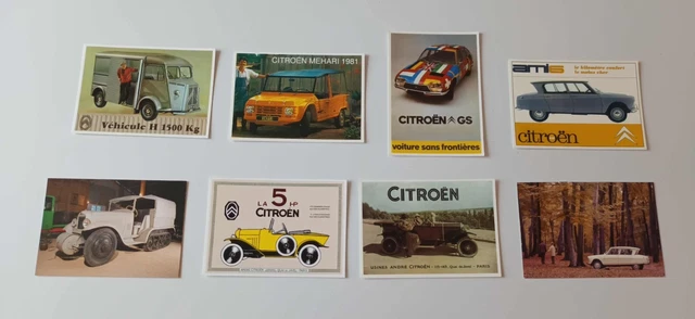Lot de 8 cartes postales voitures anciennes Citroën