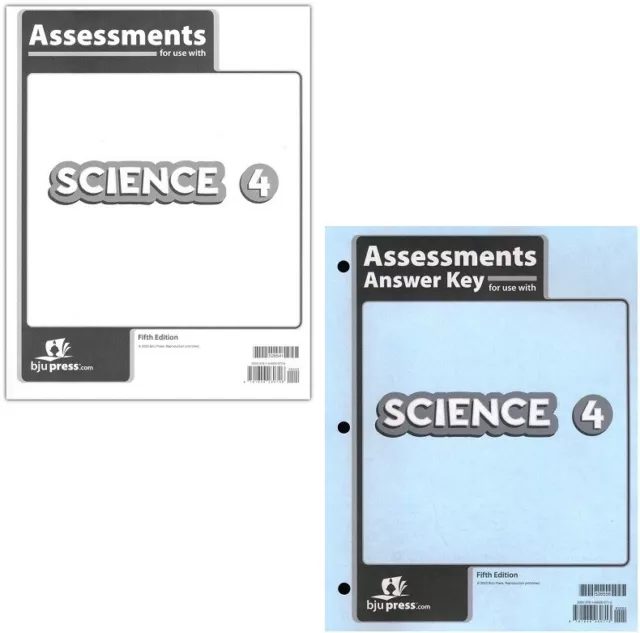 Bju press science 4 assessments 526541 and answer key 526558 5th