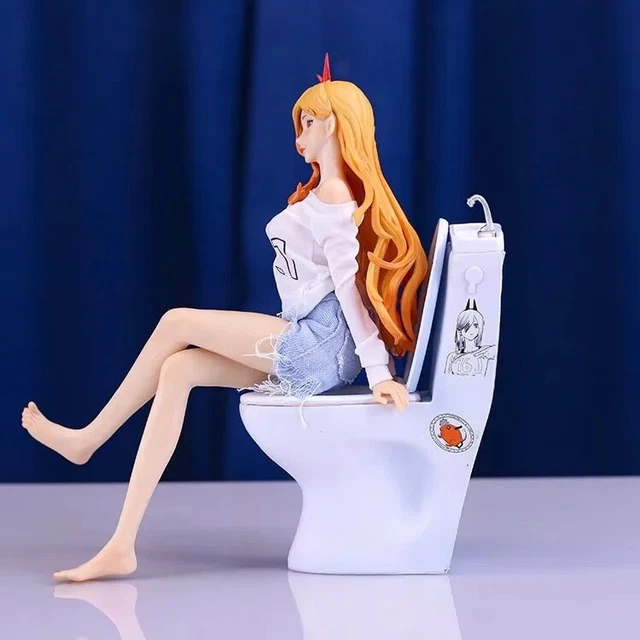 ANIME CHAINSAW MAN Power Toilet Sitting Model Figure No Box EUR 43,55