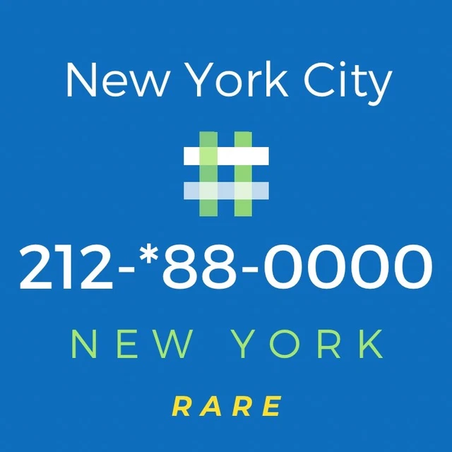 212 Area Code Phone Number - Rare Vanity Number [*88-0000]