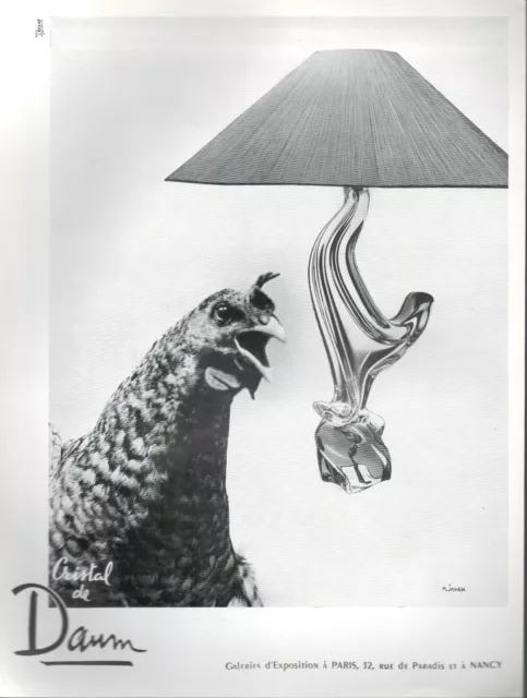 ▬► PUBLICITE ADVERTISING AD DAUM Cristal de France service coq lampe