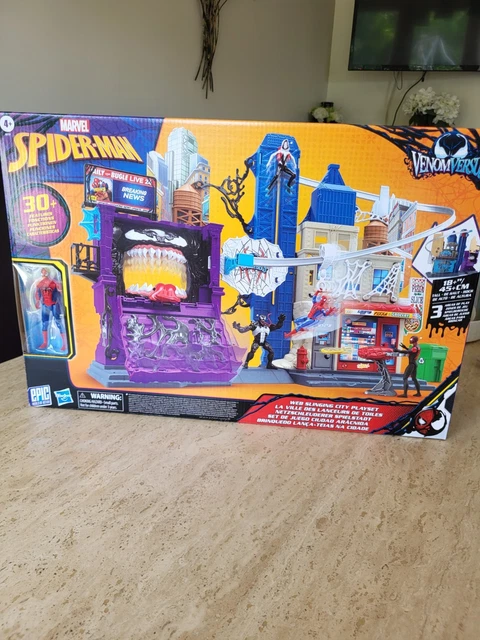 Marvel Spider-Man Set De Juego Ciudad Arácnida – 45 Cm De Alto Con Más De 30 Funciones – Incluye Tirolina De 96 Cm Y Figura De Spider-Man – Juguete Para Niños De 4 Años En Adelante