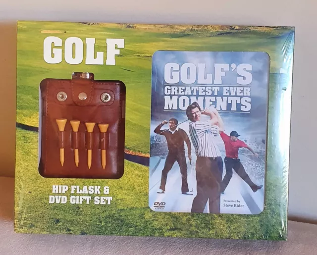 M&S Marks & Spencer Golf Hip Flask & DVD Gift Set *Steve Rider*