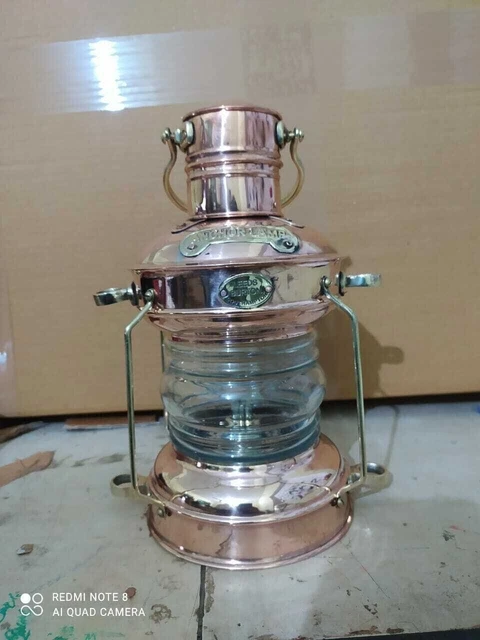 Kupfer & Messing Anker Öllampe Maritime Schiffslaterne Bootslicht 10"