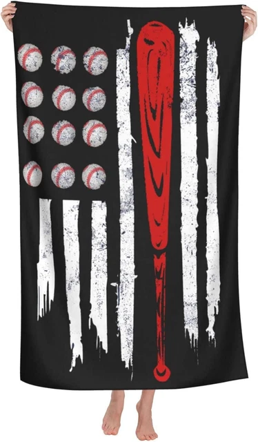 Baseball American Flag Microfiber Beach Towels Oversized Soft Beach Blanket Abso