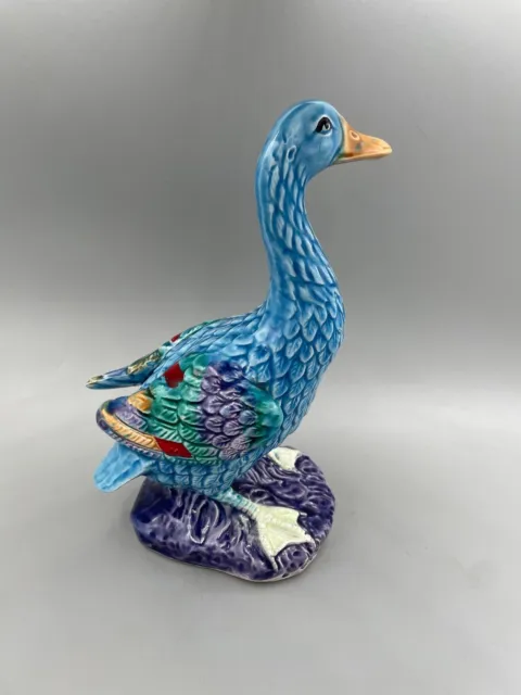 A Vintage Antique Chinese  ~ Turquoise Blue Glazed Duck Figurine