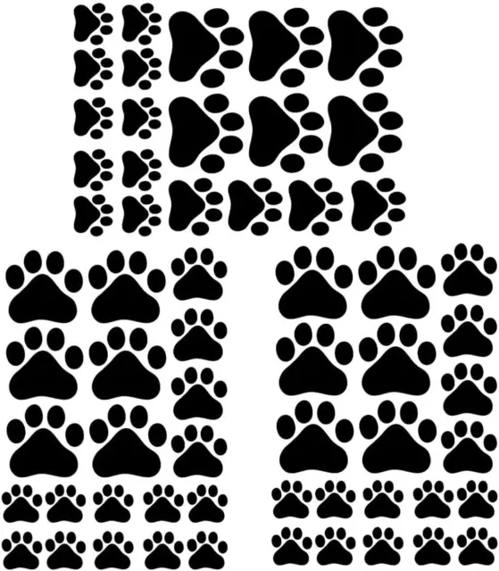 60 Pcs Dog Footprints Wall Decal Vinyl Stickers, Removable Lovely Animal Paw Pri