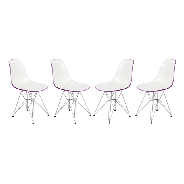 Cresco Molded 2-Tone Eiffel Side Chair, Set Of 4 - White Purple