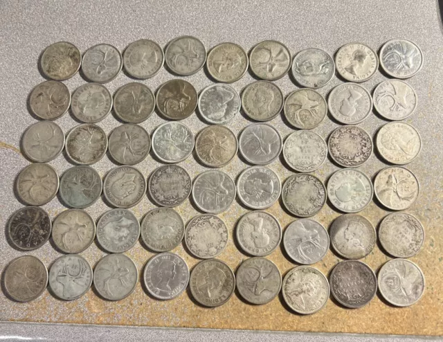 9$ Face Of Old Canadian Quarters 5.40 Ounces Puré Silver Lot#399