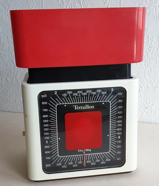Balance Terraillon rouge de 0 à 5 kg, vintage, 1976, made in France
