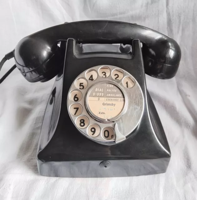 vintage old antique gec black bakelite dial telephone phone
