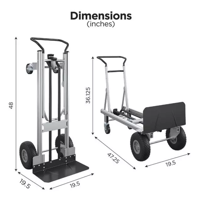 COSCO 2-in-1 Hybrid Handtruck Commercial Use 1000lb/800lb Weight capacity 3