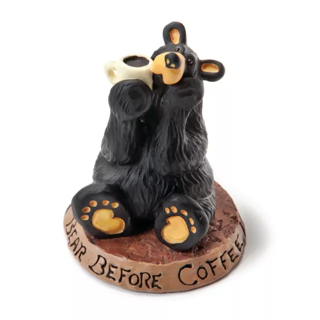 Black Bear by Jeff Fleming Bearfoots "Coffee Bear" mini figurine rustic cabin