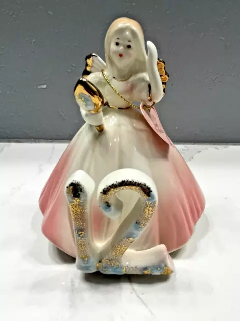 Vintage Josef Originals Dakin Porcelain Figurine Angel Birthday Girl 12 w/ Tag