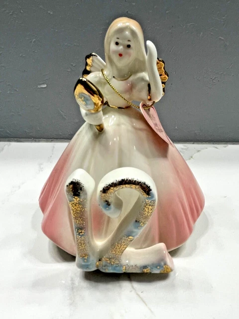Vintage Josef Originals Dakin Porcelain Figurine Angel Birthday Girl 12 w/ Tag