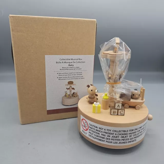 Wooderful Life Music Box Baby Handcrafted Congratulations On The Little One Wood