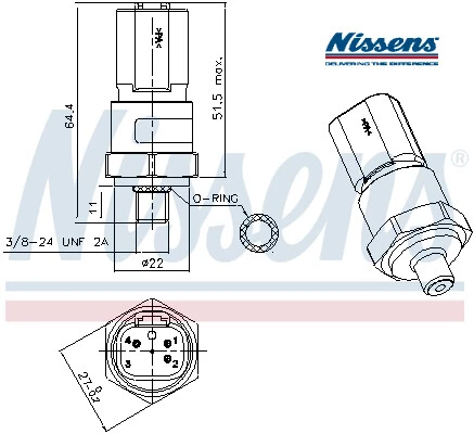 A/C High Pressure Sensor Switch Nis301029 Nissens I