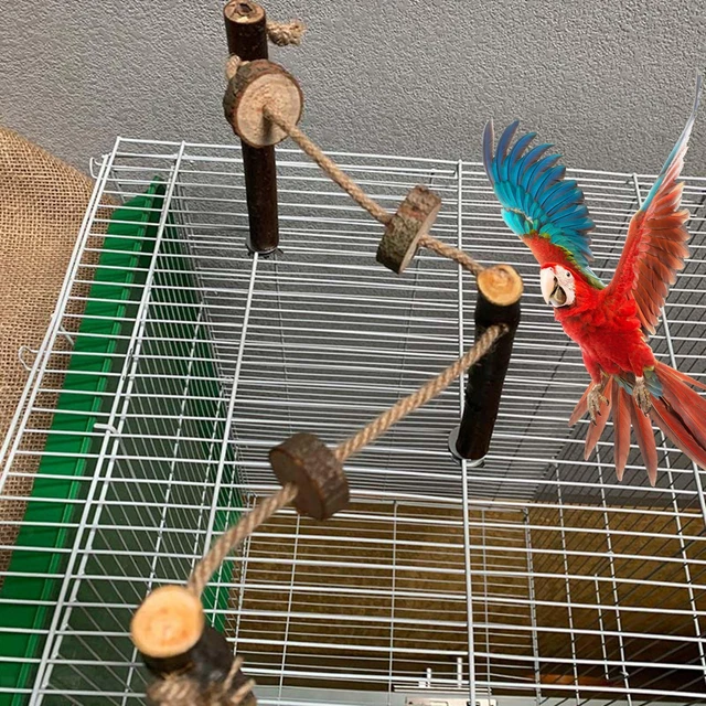 Vogel-Papageien-Sitzstangen, Holz-Papageien-Schaukelspielzeug für Finken,
