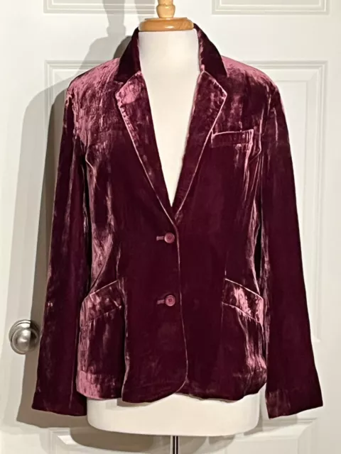 Sundance Women's Size 8 Sofia Velvet Blazer Maroon Boyfriend Jacket Lined New!