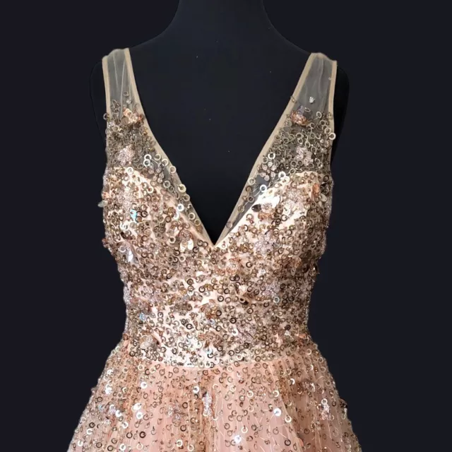 Jovani Sleeveless Rose Gold Tulle Beaded Ball Gown New with Tags Size 6 2