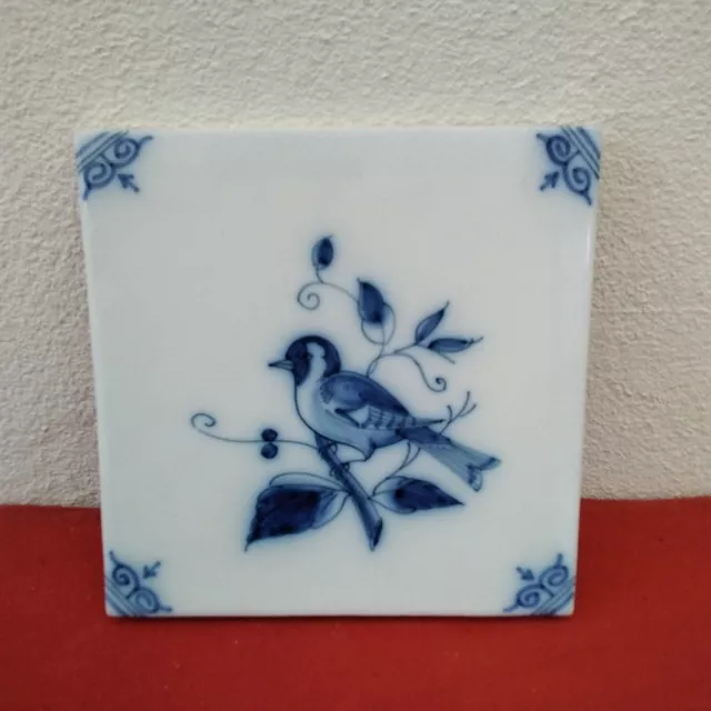 Ancien Carreau Carrelage Faience De Delft Décor Oiseau 13cm Tiles Azulejos Déco