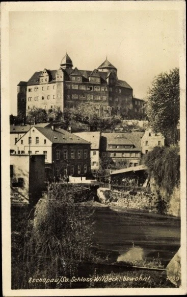 Ak Zschopau Erzgebirge, Blick auf das Schloss Wildeck - 3035377