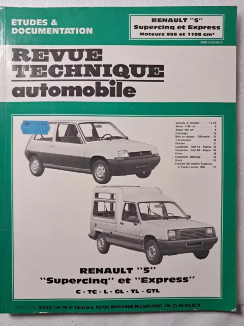 Revue technique automobile RTA Renault 5 SUPERCINQ et EXPRESS 956 et 1108 cm3