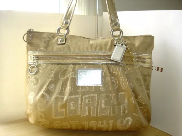 Coach Poppy Story Patch Glam Glamour Tote Shoulder Bag 15301