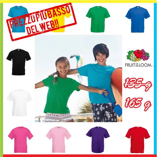 T-Shirt Maglietta Bambino Manica Corta In Cotone Maglia Bimbo Colori Fruit Of