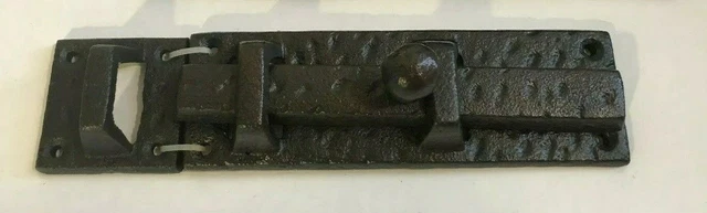 Cast Iron Gate Lock Door Barn Slide Latch Hardware Bolt Large Vtg Style 8.5"x2"