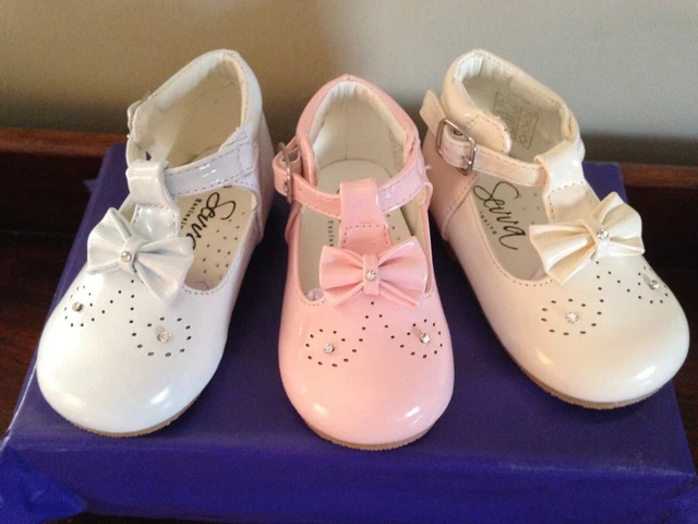Baby Toddler Girls Spanish Patent Party Wedding Flower Girl Sparkle Bow Shoes