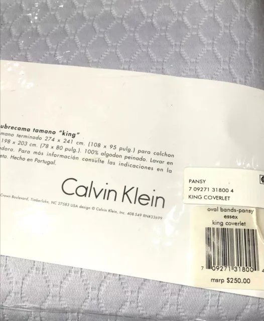 Calvin Klein Pancy Essex King Coverlet Oval Bands 100% Cotton Portugal New 3