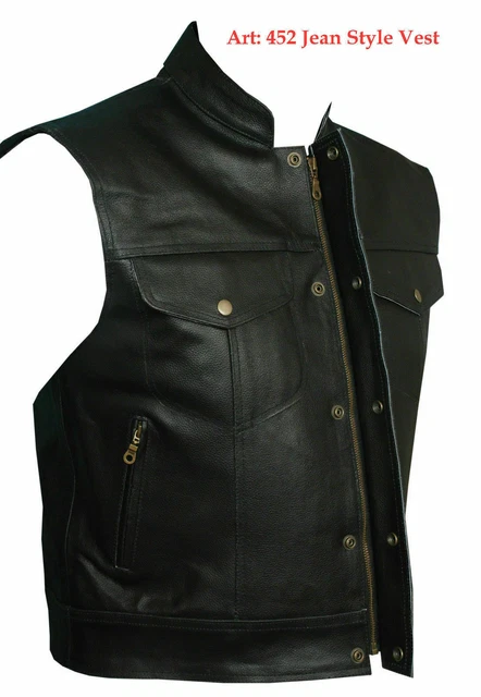 Gilet da uomo classico moto Son of Anarchy in pelle gilet moto nero